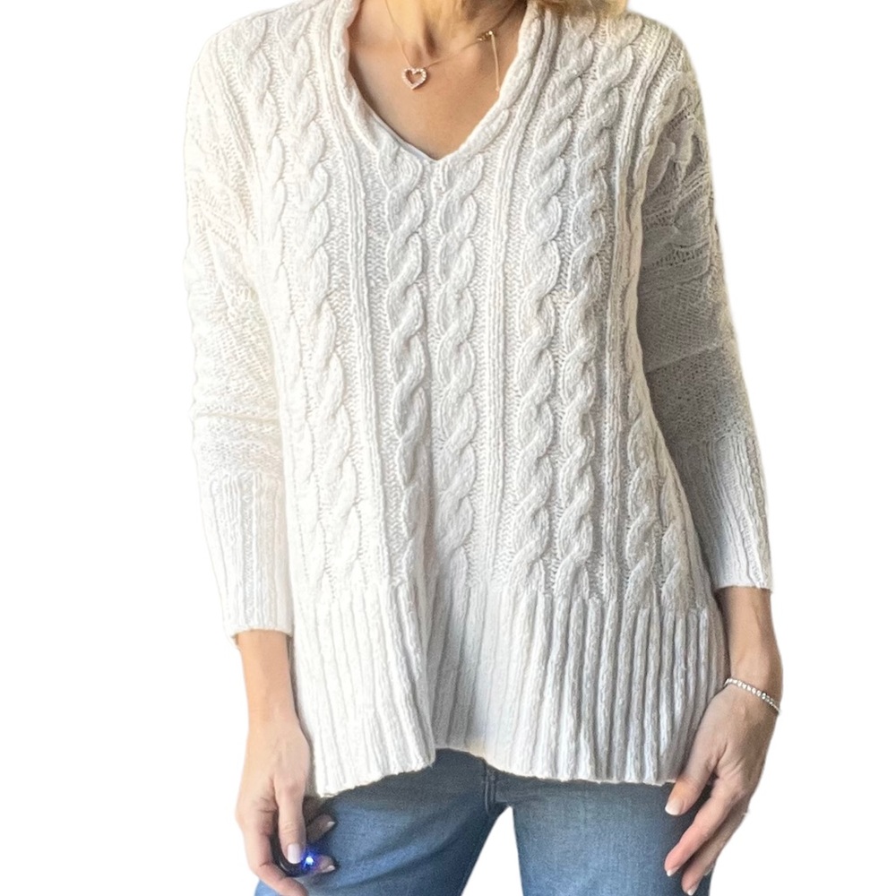 Free People Cable Knit Ivory Sweater
